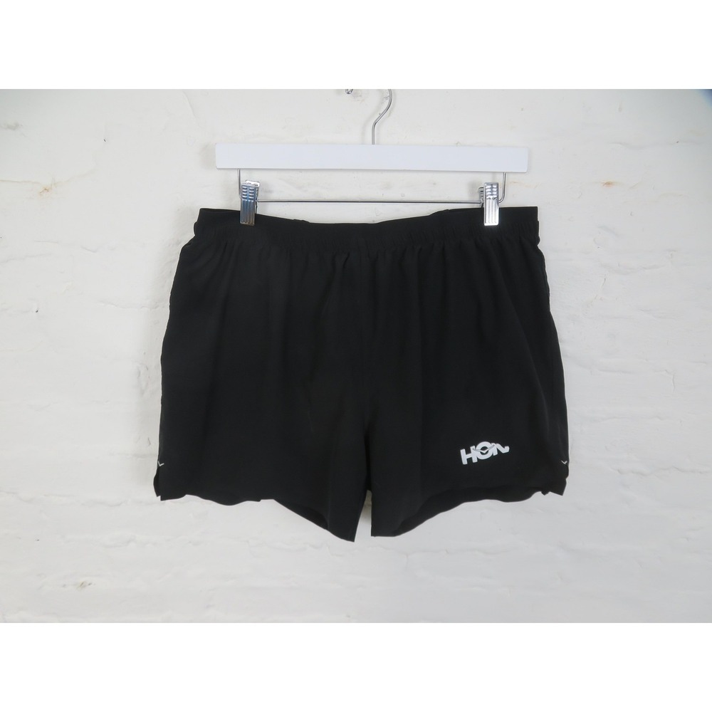 Hoka One One Shorts Mens Large Black Lined 5" Inseam Running Gym Zip Pocket